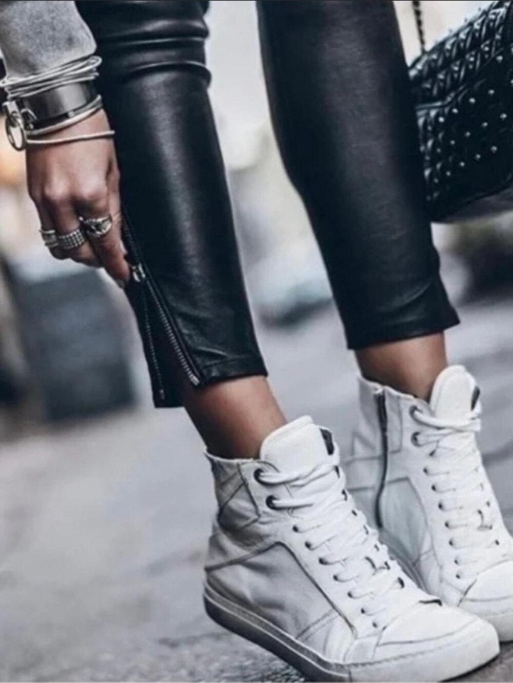 Zadig & Voltaire White High-Top Leather Sneakers Size 36- Womens